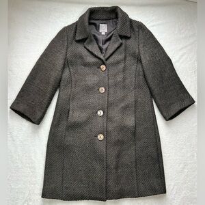 J. Jill Brown Wool Blend Cardi Coat with Pockets size S Petite Collared Duster